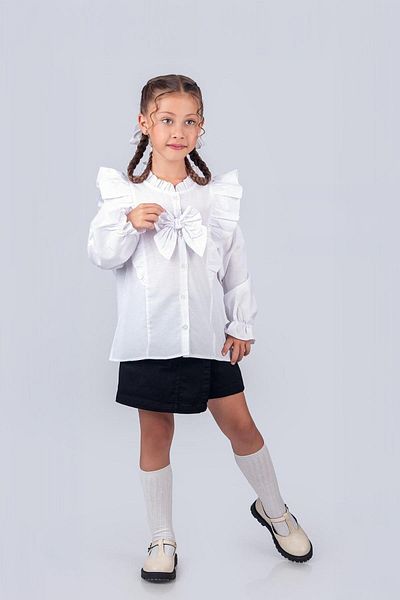 Trend Baby Kids Cămașă de școală pentru fete de 2-5 ani - cu fundă