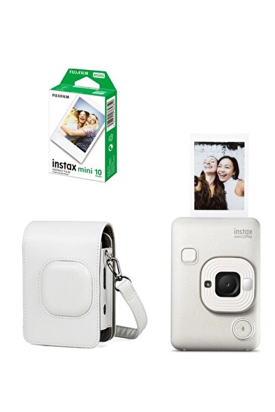 Fujifilm Instax Mini LiPlay Hybrid Misty White Fotoğraf Makinesi 10'lu Film Liplay Uyumlu Çantalı Set
