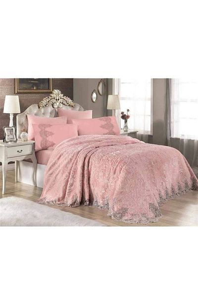 Royal Home Ebru Powder 6 Piece French Blanket Set