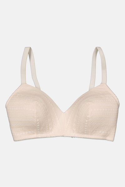 Etam Women Textured Lightly Padded Bra, Beige