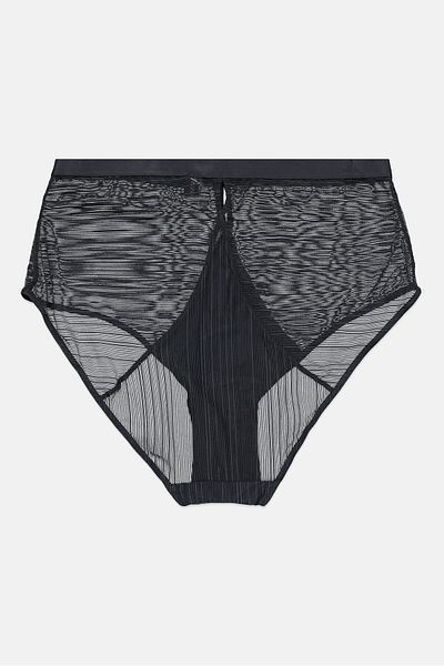 Etam Women High Waist Textured Culotte Panty, Dark Grey