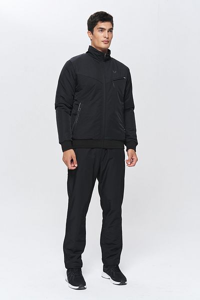 bilcee Men's Black Stand Collar Bottom Top Tracksuit Set 9849