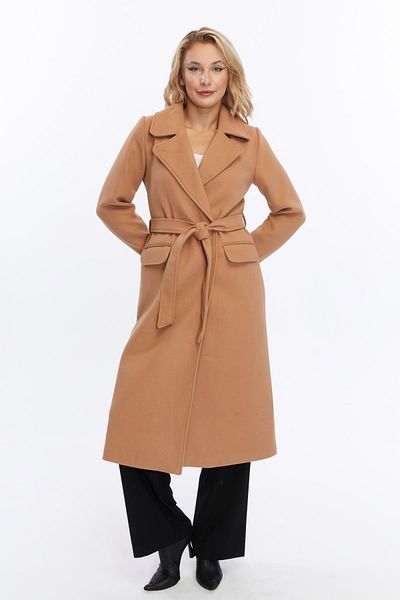Appleline Palton lung oversize pentru femei CAMEL