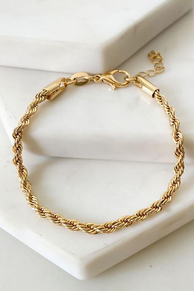 TAKIŞTIR Gold Color Twist Steel Bracelet