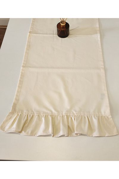ALTINPAMUK Venus Linen Vintage Runner - 2 βολάν, κρεμ χρώμα, 40x110 κάλυμμα