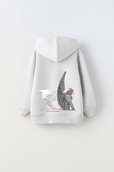 The Champ Clothing Hanorac alb unisex pentru copii - Hanorac cu glugă, fleece Art Work Sculpture imprimat