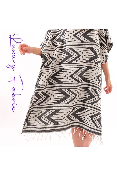 NAURA Concept Maia Unisex Peshtemal Μπουρνούζι με Καπέλο 100% Βαμβακερό Poncho Long Beach Πετσέτα