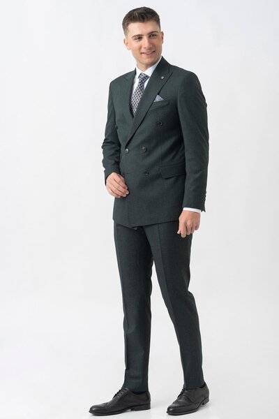 White Stone Buchs T2405 Regular Fit Likralı Kruvaze Takım Elbise Desenli