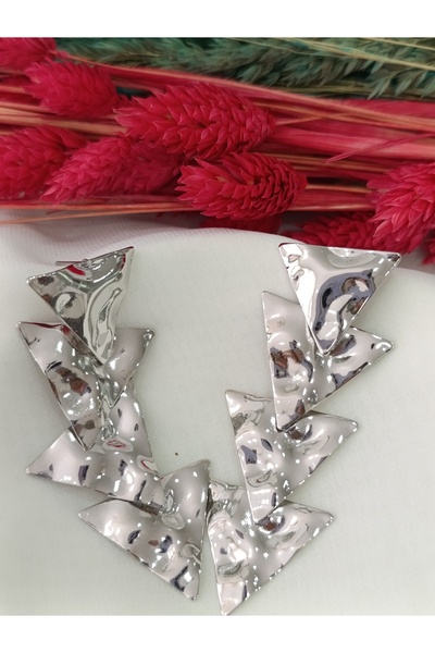 İPAR AKSESUAR PİRAMİT SARKIT METAL SİLVER KÜPE