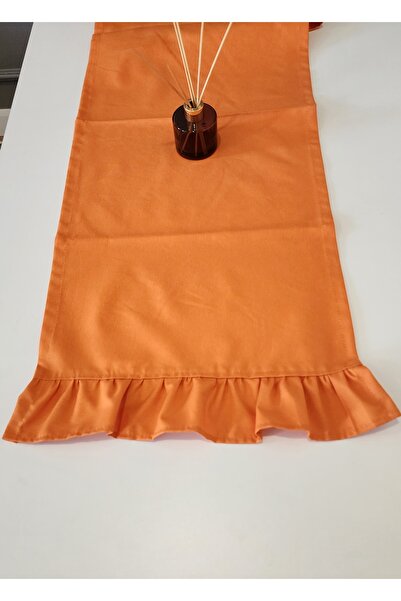 ALTINPAMUK Venus Linen 2-Edge Ruffle Vintage Runner Cover Orange 40X110