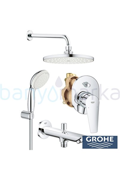 Grohe BauEdge Ankastre Banyo/Duş Bataryası, Tepe ve El Duşu, Çıkış Ucu Seti -...