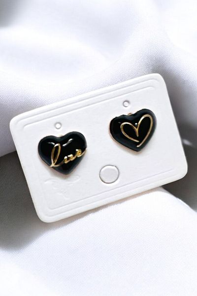 PETEK AKSESUAR 1 cm Wide Enameled Heart Love Earrings