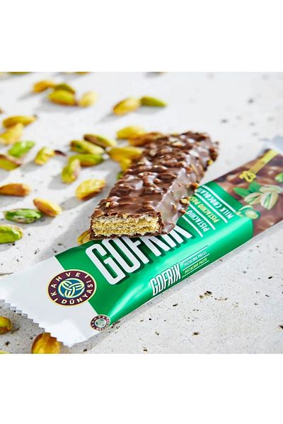 Kahve Dünyası Milk Chocolate with Pistachio Crush and Pistachio Pieces 33 g X 144 Pieces (6 Packs) (4,752 g)