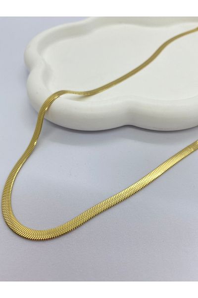 Lucky BE Collection Italian Chain Long Steel Necklace Gold