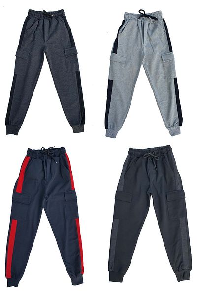 Machi 4-Pack Boys and Girls Sweatpants - 2 Cargo Pockets