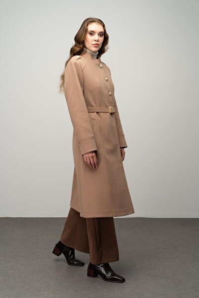 Olcay Παλτό Evaze - Λεπτομέρεια γιακά και Επωμίδα, KAMEL 3048