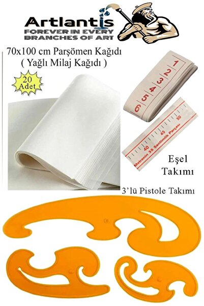 Artlantis Eşel Takımı 3 lü Büyük Pistole Takımı ve 20 Adet Yağlı Kağıt Milaj ...
