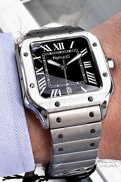Ferrucci Men's Wristwatch 3 Atm Waterproof Silver Color Steel Cord + Bracelet Gift FRE2045C4
