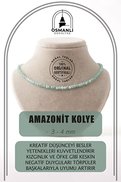 OSMANLI DOĞAL TAŞ Amazonit 3-4mm Doğal Taş Dizi Kolye