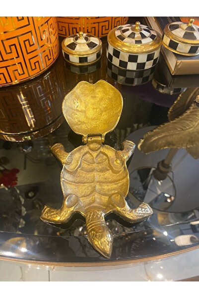 Pandora Aydınlatma Antik Sarı Pirinç Kaplumbağa Figürlü Küllük