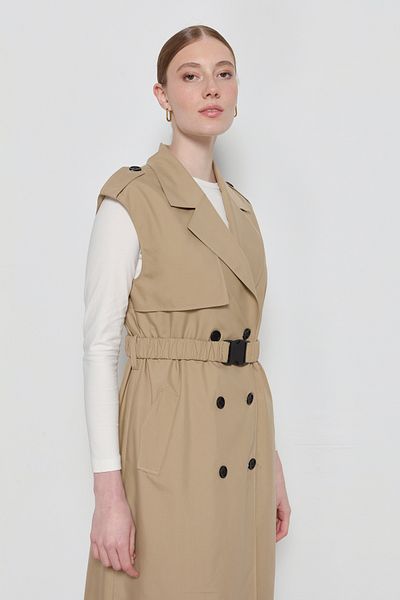 Fatma Atasoy Milky Brown Colored Oversize Trench Vest