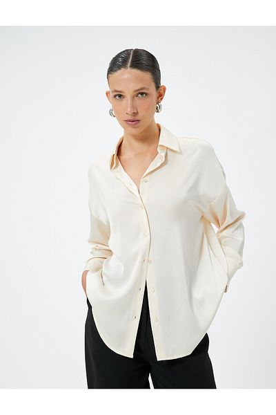 Koton Long Sleeve Satin Shirt - Buttoned and Standard Fit