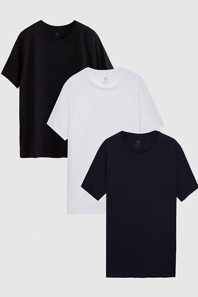 D'S Damat Μπλουζάκι Ds Damat Slim Fit Μαύρο/Λευκό/Μπλε Navy 3 τεμαχίων