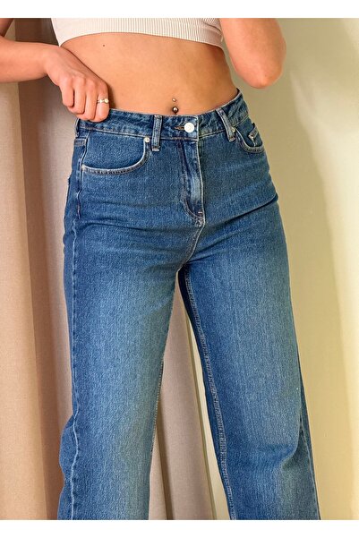 Güneş Koyu Mavi Straight Jean