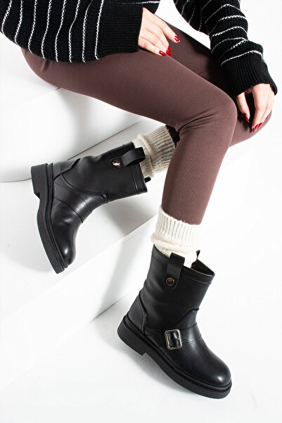 Seniorah Γυναικείες μπότες Juten Black Skin Inside Plush