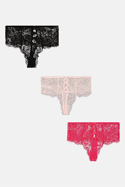 French Affair Women 3 Pieces Textured Panty, Pink
