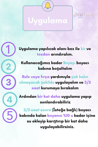 starlack Aura 250ml Akrilik Su Bazlı Hobi Dönüşüm Boyası Boyacı Seti( Tezgah-fayans-dolap-plastik-cam-kapı )