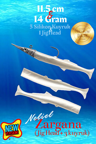 NELİEL 11.5 cm 14 Gr Jig Head Silikon Zargana, Sahte Zargana, Suni Yem, Maket...