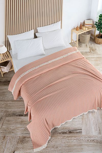 Evim Cotton Orange Bige Bedspread 200X220 cm