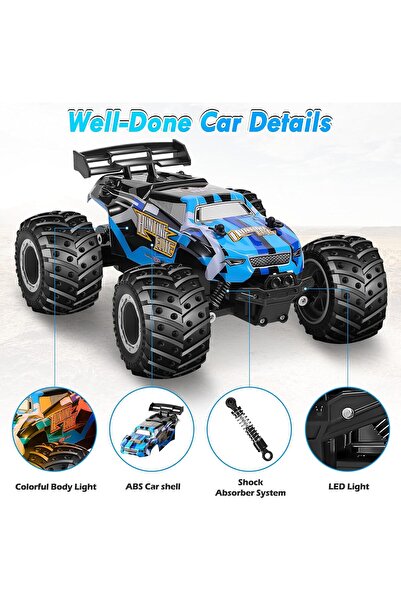 Vardem 2.4GHz Uzaktan Kumandalı Full Fonksiyon Şarjlı LED Işıklı Gövde Off-Road Araba