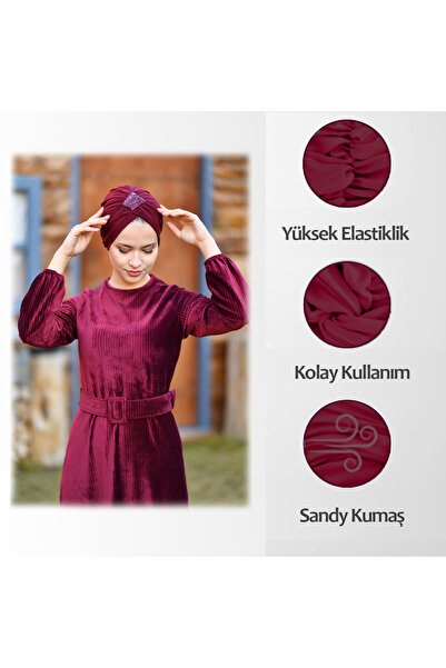 Sufirit Stone Detailed Cross Bonnet - Hijab Bonnet - Ready Scarf - Bonnet Shawl - Design Models