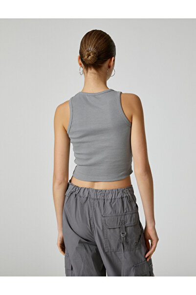 Koton Basic Crop Athlete Rundhals Gerippte Baumwolle