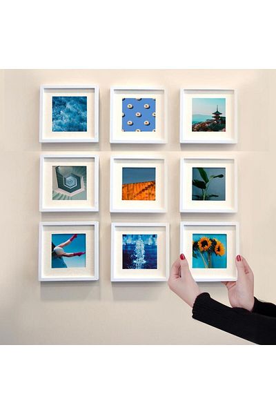 Nobbystar 14x14cm POLA Square Photo Frame with White Mat - Pack of 9