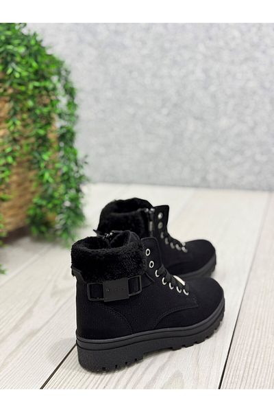 ayakkabiyolla Παιδικές μπότες 2160 Wickers Black Nubuck με φερμουάρ στο πλάι