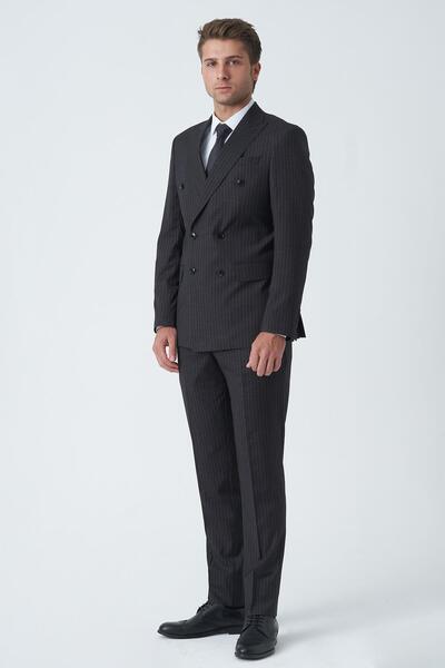 White Stone Lancaster T2471 Slim Fit Likralı Kruvaze 6 Drop Takım Elbise Desenli