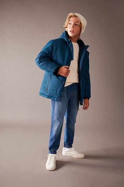 DeFacto Jungen-Pufferjacke mit Fleece-Futter und Kapuze – wasserabweisend, A2272a823wn