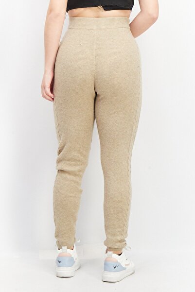Guess Women Regular Fit Cable Knit Stretchable Pants, Beige