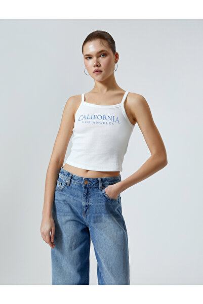 Koton İnce Askılı Atlet Kolej Baskılı Ribanalı Pamuklu