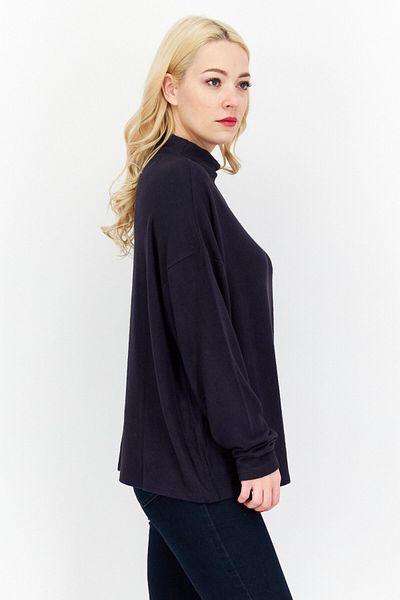 s.Oliver Women Turtle Neck Knitted Long Sleeve Sweater, Dark Navy