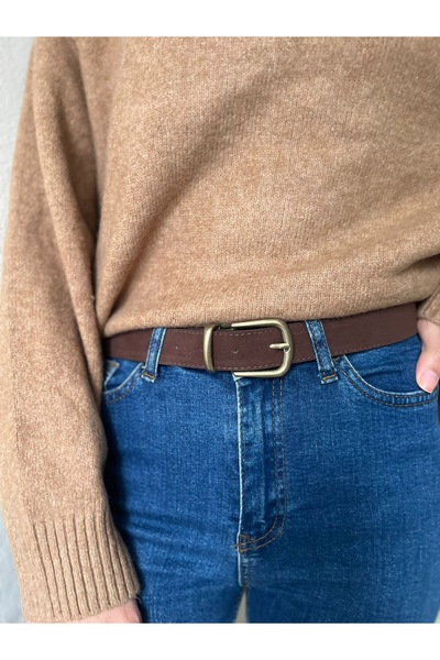 Eksibir Kahverengi Süet Kadın Kemeri Pantolon Kemeri Elbise Kemeri