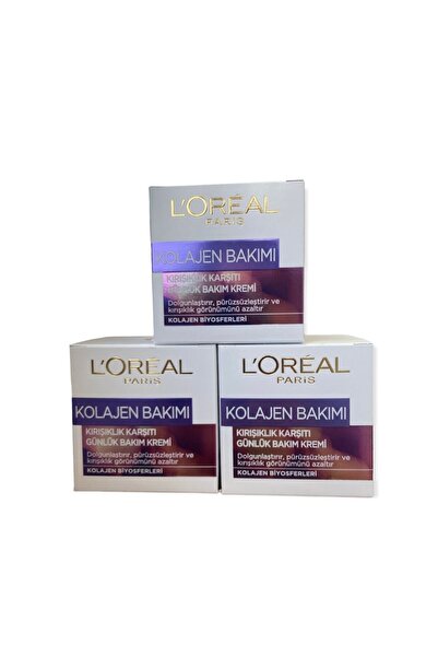 L'Oreal Paris Kolajen Bakımı Kırışıklık Karşıtı Günlük Bakım Kremi  3 Adet