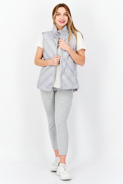 Marc New York Women Plain Puffer Vest, Grey
