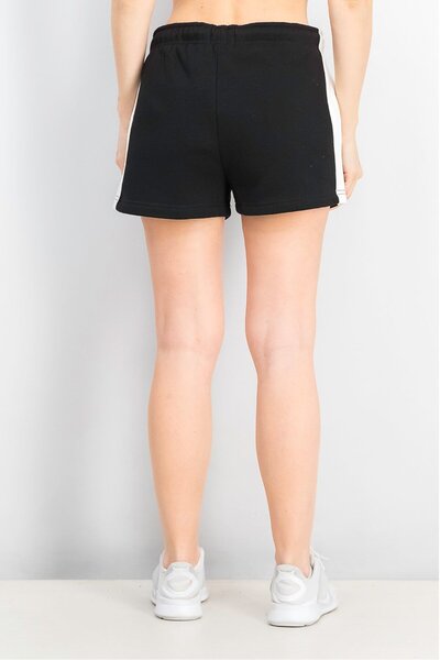 BENCH Women Sportswear Fit Solid Drawstring Shorts, Black Combo