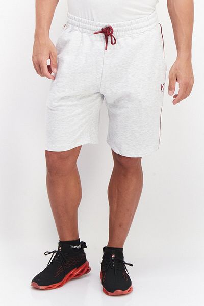 Kenneth Cole Men Brand Logo Drawstring Basic Short, Light Grey Heather
