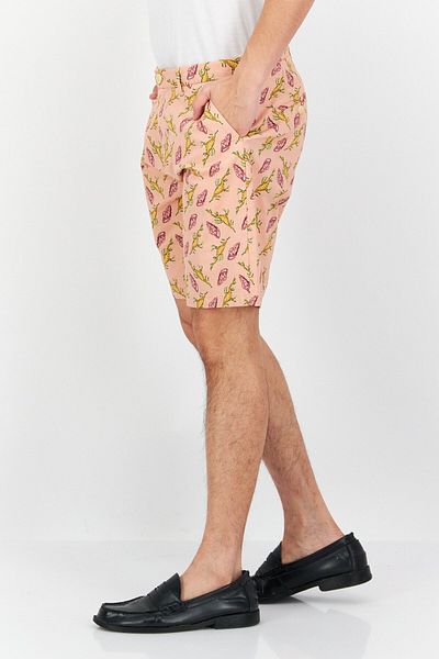 Scotch & Soda Men Regular Fit Allover Print Basic Shorts, Pink Combo