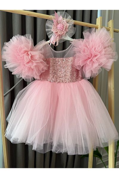 Baby Babyaden Sequin Sequined Tutu Fluffy Κοστούμι για πάρτι γενεθλίων Candy Pink βραδινό φόρεμα για κορίτσια Παιδικό φόρεμα